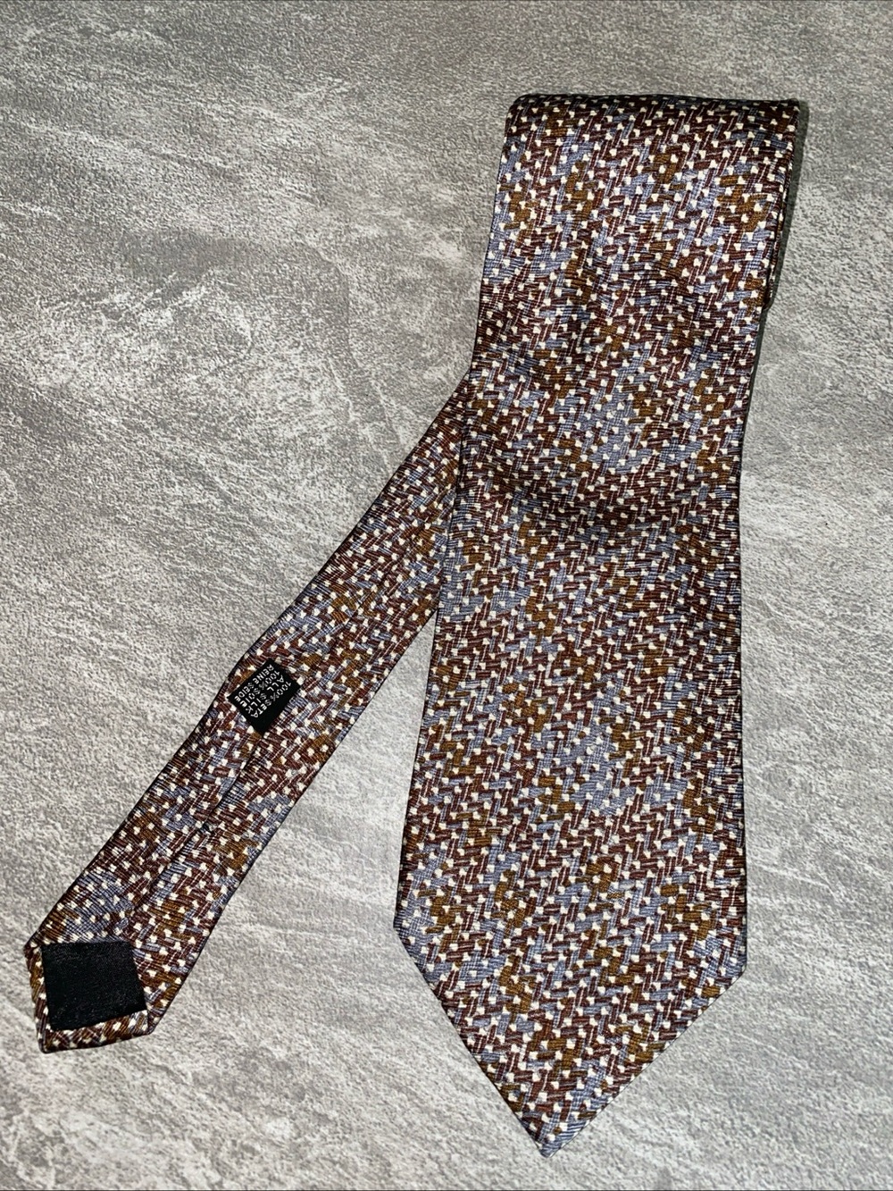 Rubinacci Napoli Brown and Light Blue Woven Pattern Tie